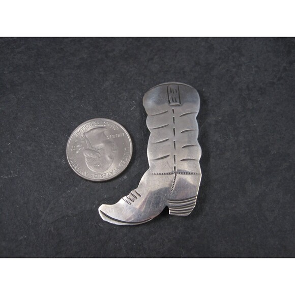 Southwestern Cowboy Boot Brooch Sterling - Picture 2 of 10